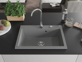 Mexen Elix, 1-korový granitový drez 700 x 500 mm, šedá, chrómový sifón, 6526701005-71