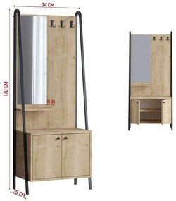 Vešiak s botníkom Lumi Oak and Black