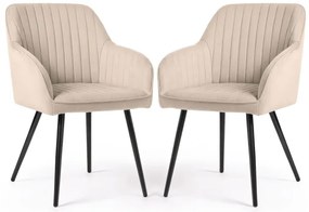 Sada dvoch jedálenských stoličiek FLORENCE zamatové, béžové / čierne nohy (2 ks)