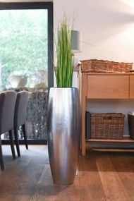 Exkluzívny kvetináč MAGNUM, sklolaminát, výška 80 cm, strieborná metalíza