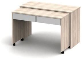Tempo Kondela Rozkladací PC stôl so šuplíkmi, dub sonoma/biela, VERSAL NEW