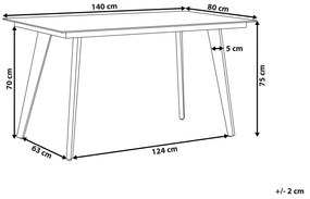 Kovový záhradný jedálenský stôl 140 x 80 cm sivý MILETO Beliani