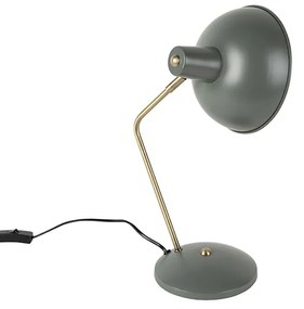 Retro stolná lampa zelená s bronzom - Milou