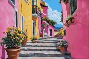 Obraz - Ružová ulička (90x60 cm)