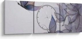 Obraz - Kreslené motýle (s hodinami) (90x30 cm)