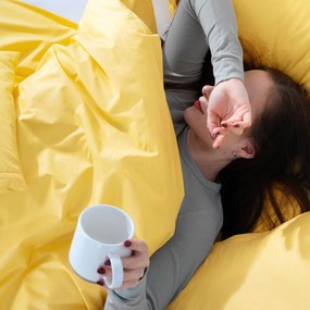 Goldea bavlnené posteľné obliečky - žlté 140 x 200 a 70 x 90 cm