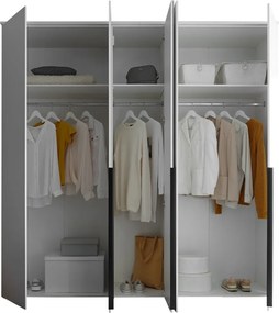 Šatníková skriňa so zrkadlom Kevo, 225 cm, biela