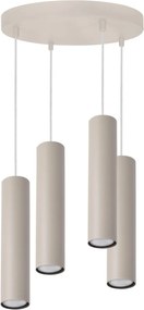 Závesné svietidlo Tuba, 4x béžové kovové tienidlo, o