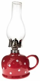 Petrolejová lampa Bodka, 14,7 x 28 x 11 cm, červená