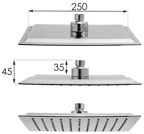 Sprchová súprava KABE s výtokom do vane - chrómová - hlavica 25x25 cm
