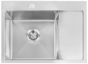 Rea Fin, 1-komorový oceľový drez 620x480x185 mm, brúsená oceľ, ZLE-06012