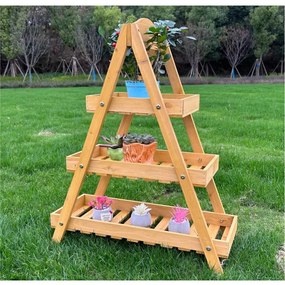 Drevený stojan na kvety DS5824 žltý