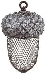 Závesné kŕmidlo pre vtáky Acorn, 30x13,5 cm, kov/polyesterová živica, sivá