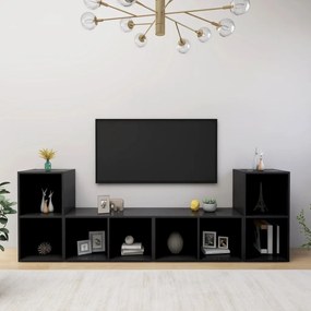 TV skrinky 4 ks čierne 72x35x36,5 cm drevotrieska