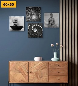 Set obrazov Feng Shui v čiernobielom štýle - 4x 60x60
