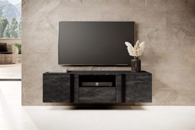 Závesný TV stolík Verica 150 cm s otvorenou policou - charcoal / čierne úchytky