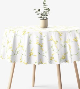Goldea okrúhly teflónový obrus - kvety mimózy Ø 130 cm