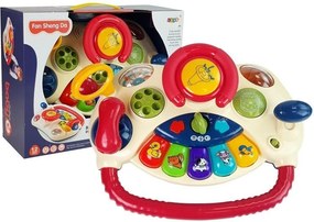 LEAN Toys Interaktívny volant pre deti, klavír, zvuky zvierat, telefón