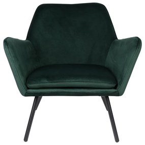 Tmavozelené zamatové kreslo White Label Bon