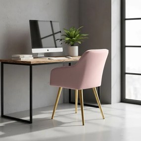 Sada šiestich jedálenských stoličiek FLORENCE zamatové, púdrovoružové / zlaté nohy (6 ks)