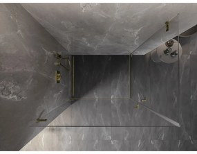 Mexen Lunar-B Duo, výklopný sprchový kút 100 x 75 cm, 8mm číre sklo, zlatý matný profil, 832-100L-075P-55-00