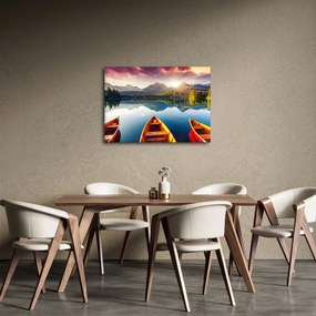 Obraz - Jazero s loďkami (70x50 cm)