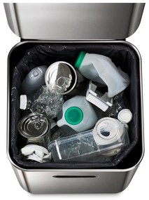 Oceľový odpadkový kôš na triedený odpad v striebornej farbe 40 l Totem Compact – Joseph Joseph