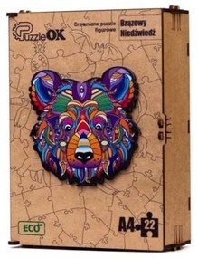 017273 3D drevené puzzle handmade - Medvieďa A4