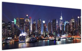 Obraz - Osvetlené New Yorské mrakodrapy (120x50 cm)