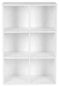 VASAGLE Knižnica so 6 priehradkami biela LBC203D