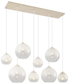 Závesná lampa Art Deco béžová s bielym sklom 8-Lights - Sandra