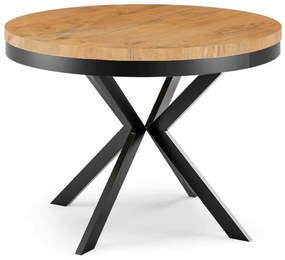 Okrúhly rozkladací jedálensky stôl MARION PLUS 100cm - 176cm Kominácia stola: dub lefkas - čierne nohy