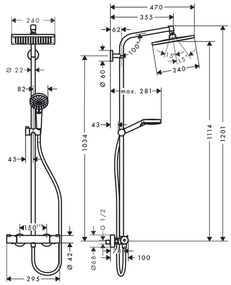 Hansgrohe Crometta E, showerpipe 240 1jet EcoSmart 9 l/min s termostatom, chróm, HAN-27281000