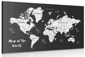 Obraz čiernobiela jedinečná mapa sveta - 60x40