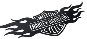Veselá Stena Drevená nástenná dekorácia Harley Davidson oheň čierny