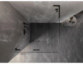 Mexen Lunar-F L, skladací sprchový kút ľavý 70 x 70 cm, 8mm číre sklo, čierny profil, 836L-070-070-70-00-L