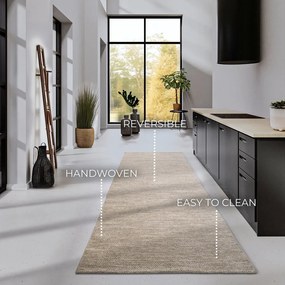 Béžový ručne tkaný behúň s prímesou vlny 80x200 cm Pradesh Linen White – Elle Decoration