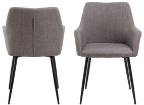 Svetlosivé čalúnené jedálenské kreslá v súprave s podrúčkami 2 ks Lizzy – Actona