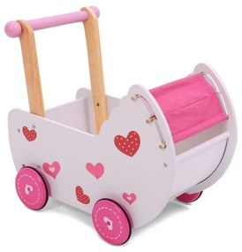 Drevený kočík pre bábiky 2v1 | ružový
