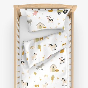 Goldea detské bavlnené obliečky do postieľky - život na farme 90 x 130 a 40 x 60 cm