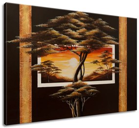 Gario Ručne maľovaný obraz Africká krajina a stromy Rozmery: 120 x 80 cm