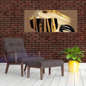 Obraz - Abstrakcia golden brown N⁰2 (120x50 cm)