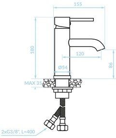 Kuchinox Noia, umývadlová batéria h-180, čierna matná, LAV-BNK_720D
