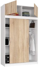 Skriňa s posuvnými dverami a nadstavcom 150 cm CLP mono biela / sonoma