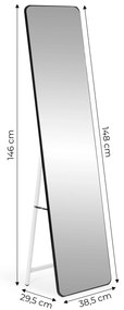 ModernHome Veľké stojace zrkadlo s úzkym rámom 148 cm