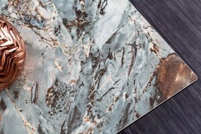 Invicta Interior -  Dizajnový konferenčný stolík ATLANTIS 100 cm, tyrkysová keramika v mramorovom vzhľade
