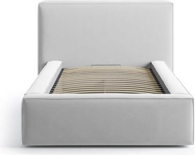 Čalúnená jednolôžková posteľ s úložným priestorom s roštom 90x200 cm v striebornej farbe Jodie – Micadoni