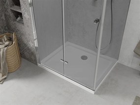 Mexen Lima, sprchový kút so skladacími dverami 80 (dvere) x 110 (stena) cm, 6mm šedé sklo, chrómový profil + slim sprchová vanička biela + chrómový sifón, 856-080-100-01-40-4010