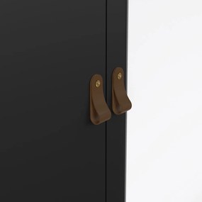 Čierna šatníková skriňa so zrkadlom 150x199x58 cm Madrid – Tvilum