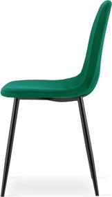 Set štyroch jedálenských stoličiek PADVA zamatové zelené / čierne nohy (4 ks)